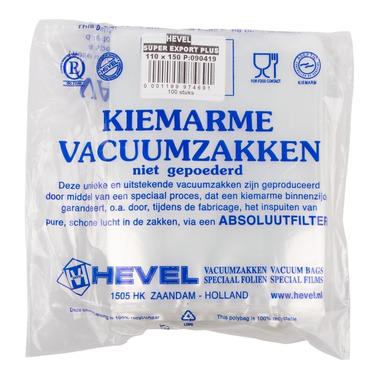 Vooruitzicht Necklet De Hevel Vacuümzakken niet gepoederd 110 x 150 mm Pak 100 stuks | Sligro.nl